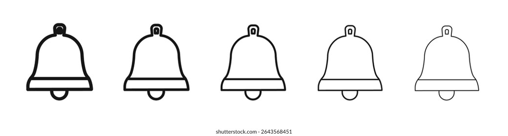 Bell icon vector outline set illustration sign
