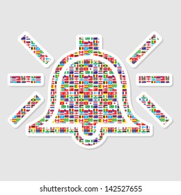 bell icon with world flags