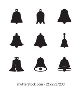 Bell Icons. Collection of Black Bell Symbols Isolated on a White Background. Vector Illustration. Editable Stroke