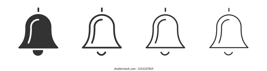 Colección de iconos de la campana en dos estilos diferentes y trazo diferente. Ilustración del vector EPS10