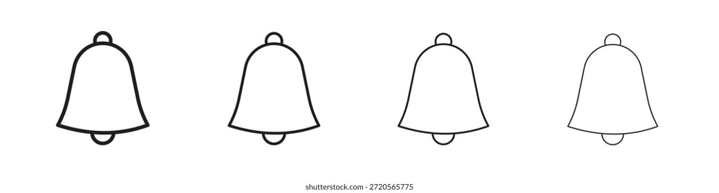 Glockensymbole im Umriss-, Linien- und Strichstil