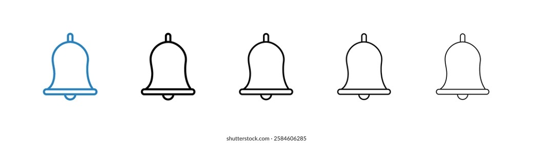Bell icons in five different stroke sizes