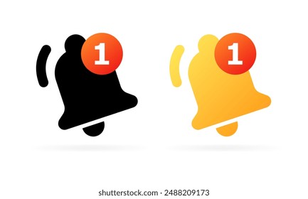 Bell icons. Notification Icons. Silhouette and Flat styles. Vector icons.