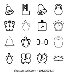 Bell icons. set of 16 editable outline bell icons such as pepper, kettle bell
