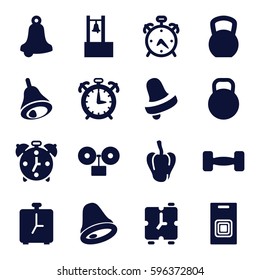 bell icons set. Set of 16 bell filled icons such as pepper, alarm, Bell