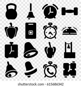 Bell icons set. set of 16 bell filled icons such as pepper, alarm, Bell