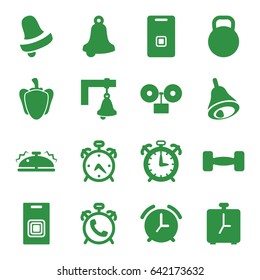 Bell icons set. set of 16 bell filled icons such as alarm, bell, pepper, door ringer