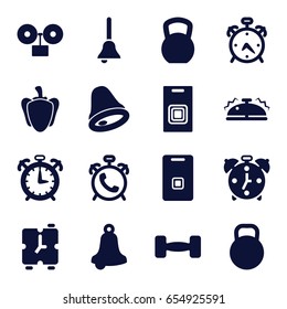 Bell icons set. set of 16 bell filled icons such as alarm, pepper, door ringer, bell