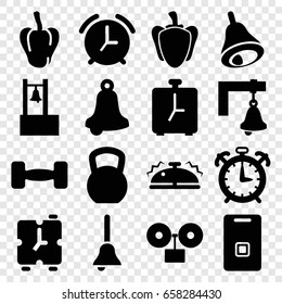 Bell icons set. set of 16 bell filled icons such as pepper, door ringer, bell
