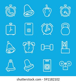 bell icons set. Set of 16 bell outline icons such as alarm, pepper, Bell