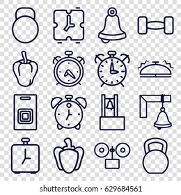 Bell icons set. set of 16 bell outline icons such as alarm, pepper, bell