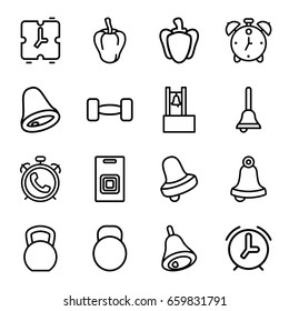 Bell icons set. set of 16 bell outline icons such as alarm, bell