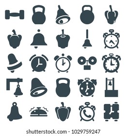 Bell icons. set of 25 editable filled bell icons such as pepper, alarm, bell