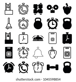 Bell icons. set of 25 editable filled and outline bell icons such as alarm, kettle bell, kettle, pepper