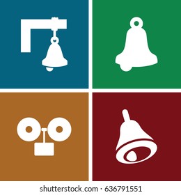 Bell icons set. set of 4 bell filled icons such as bell