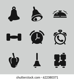 Bell icons set. set of 9 bell filled icons such as pepper, alarm, bell