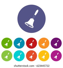 Bell icons set in circle isolated flat vector illustration
