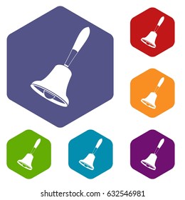 Bell icons set hexagon isolated vector illustration