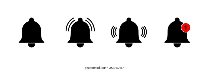 Bell Icons set. Notification sign and symbol for web site design
