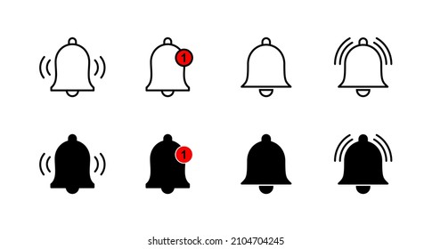 Bell Icons set. Notification sign and symbol for web site design