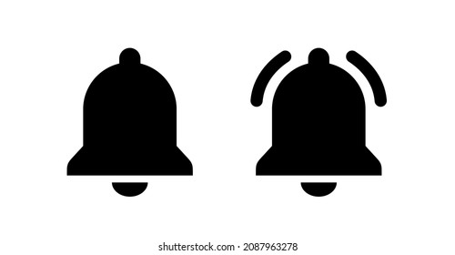 Bell icons set. Notification symbol for website, app, UI. New incoming message. Ringing bell. Isolated vector illustration on white background.
