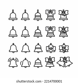 bell icons set.  Outline vector icon isolated on white background.  Ringing bell and notification for web and apps.