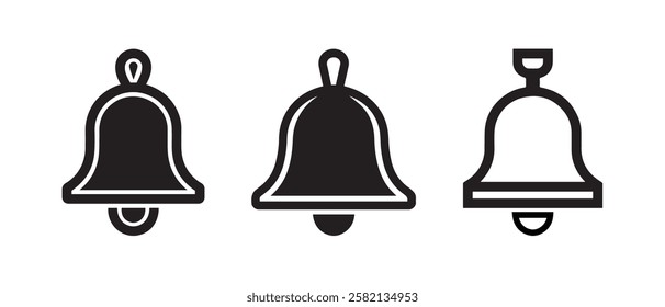 Bell Icons Set Silhouette Isolated White Background