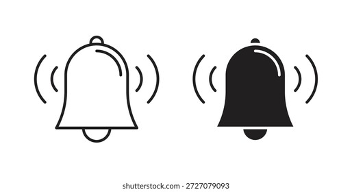 Conjunto de iconos de campana. Ilustración vectorial de línea simple