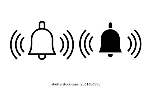 Bell Icons set in solid and thin line style