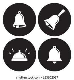 Bell icons set. White on a black background