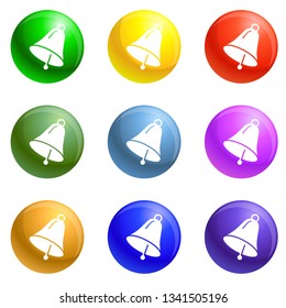 Bell icons vector 9 color set isolated on white background for any web design