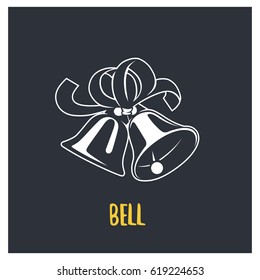 Bell illustration. Logotypes and badges. Vector logotype isolated on dark background.