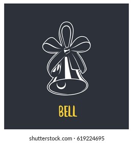 Bell illustration. Logotypes and badges. Vector logotype isolated on dark background.