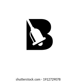 campana con letra inicial B mayúscula diseño de ilustración de icono de vector aislado fondo