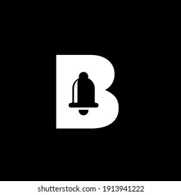 campana con letra inicial B mayúscula diseño de ilustración de icono de vector aislado fondo