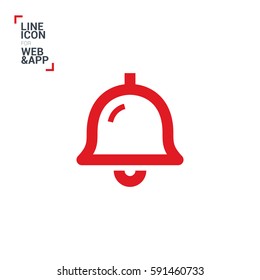 Bell isolated minimal single flat linear icon for application and info-graphic. Alarm line vector icon for websites and mobile minimalistic flat design.