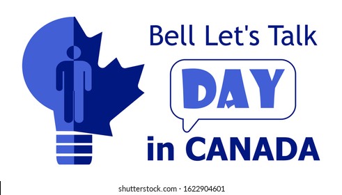 Bell Let's Talk Day is celebrated on the last Wednesday of January in Canada. I is about mental illnesses. Mentality healthcare of brain problem vector. Psychiatry, apathy, schizophrenia illustration.