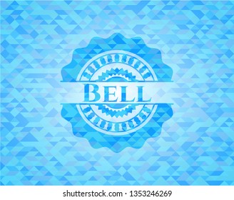 Bell  light blue emblem with triangle mosaic background