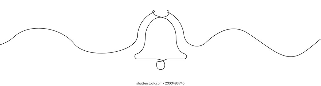 Bell line continuous drawing vector. One line Bell vector background. Bell icon. Continuous outline of Bell. Bells linear design.