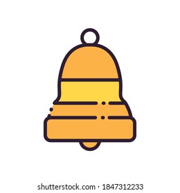 Bell line and fill style icon design, Ring alert alarm call jingle handbell object sound and music theme Vector illustration