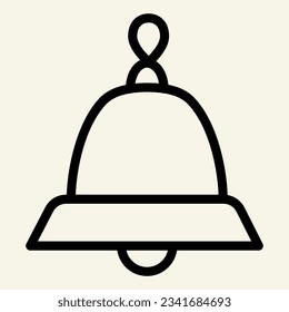 Bell line icon. Christmas holiday handbell outline style pictogram on white background. Happy New Year symbol mobile concept web design. Vector graphics.