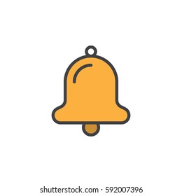 Bell line icon, filled outline vector sign, linear colorful pictogram isolated on white. Alarm, notification symbol, logo illustration. Editable stroke. Pixel perfect