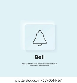 icono de la línea de campana, botón de estilo neumórfico. Diseño del icono de la interfaz de usuario del vector. Neumorfismo. Icono de línea de vector para negocios y publicidad