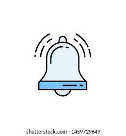 Bell line icon. Notification ring symbol. Alarm ringing sign. Vector illustration.