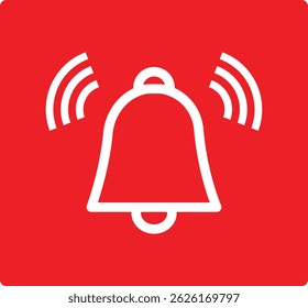 Bell Line icon. a bell icon on a red square. in modern style