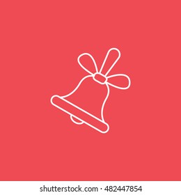 Bell Line Icon On Red Background