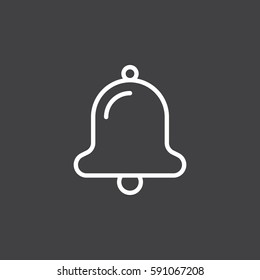 Bell line icon, outline vector sign, linear white pictogram. Alarm, notification symbol, logo illustration. Editable stroke. Pixel perfect