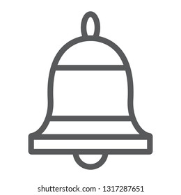 Bell line icon, ring and alert, alarm sign, vector graphics, a linear pattern on a white background, eps 10.