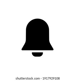 Bell linear icon in all black, outline illustration. Notofication symbol. Isolated on white background. Trendy flat style for app, graphic design, web site, ui, ux. Vector EPS 10