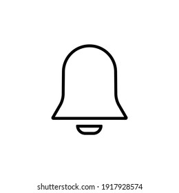 Bell linear icon in black, outline illustration. Notofication symbol. Isolated on white background. Trendy flat style for app, graphic design, web site, ui, ux. Vector EPS 10